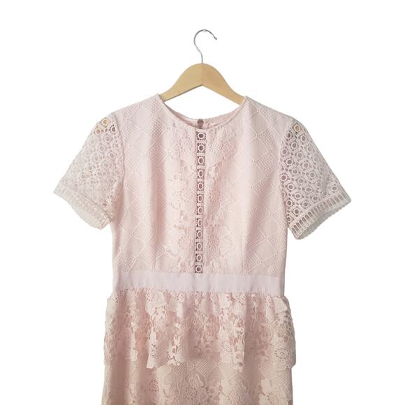Ted Baker Dixa Guipure Lace Peplum Dress Light Pink Size 3 (US 8) - Picture 2 of 10